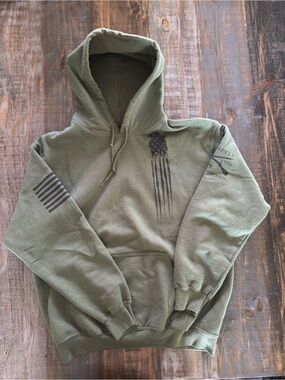 Grunt Style Olive Green Graphic Pullover Hoodie